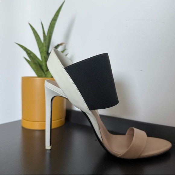 Vince black, white & tan Gaudin colour block heel sandals - size 10 NWOT - Picture 6 of 10